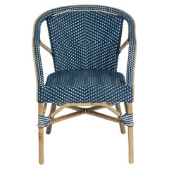 Sika Design Madeleine Woven Rattan Bistro Armchair in Navy with White Dots