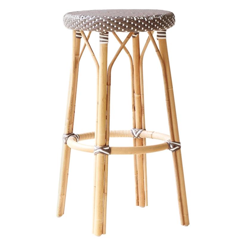 Sika Design Simone Woven Rattan Bistro Bar Stool in Cappuccino with White Dots