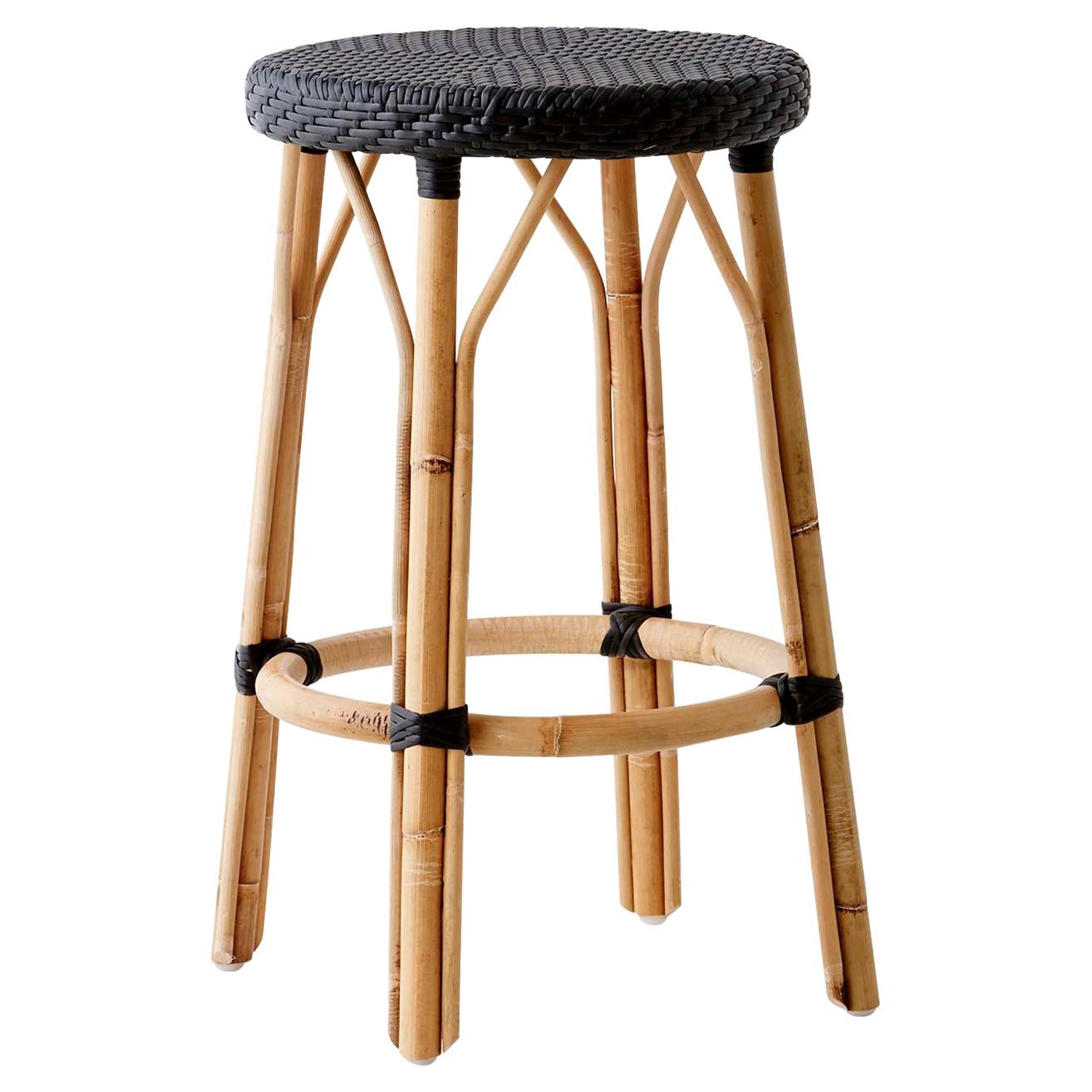 Sika Design Simone Woven Rattan Bistro Counter Stool in Black with Black Dots