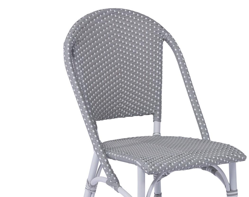 Indonesian Sika Design Sofie Rattan Outdoor Bistro Side Chair in Grey with White Dots