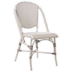 Sika Design Sofie Rattan Outdoor Bistro Side Chair in White with Cappuccino Dots