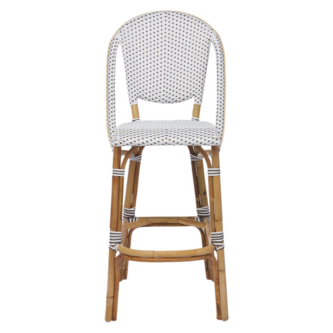 Sika Design Sofie Woven Rattan Bistro Bar Stool in White with Cappuccino Dots