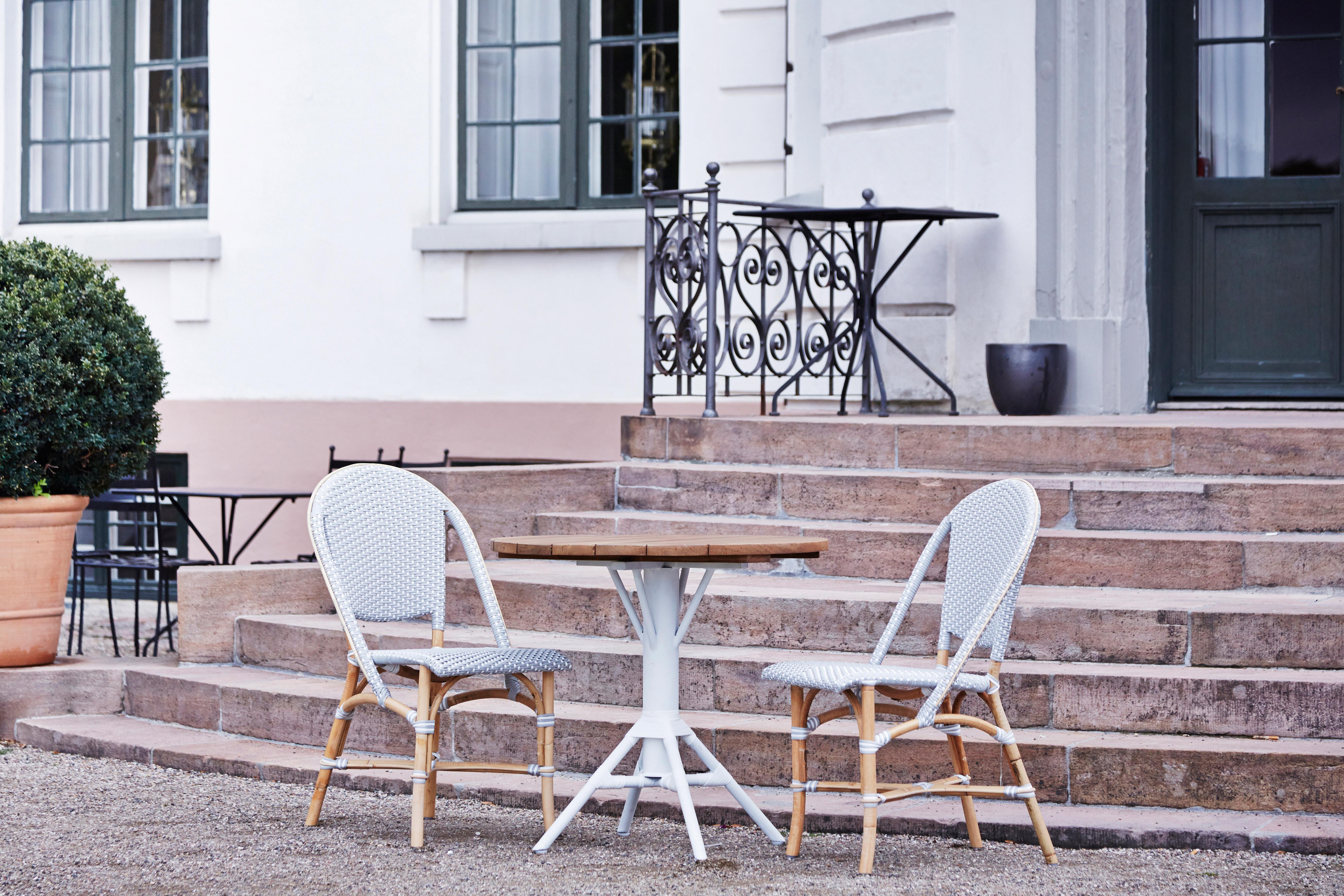 Indonesian Sika Design Sofie Woven Rattan Bistro Side Chair in Grey with White Dots