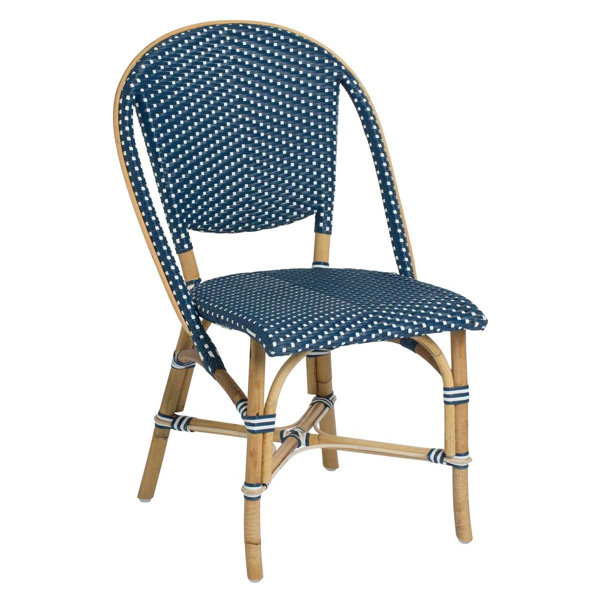 Moderno Sika Design Sofie, sedia da bistrot in rattan intrecciato, colore navy con Dot Dot bianchi
