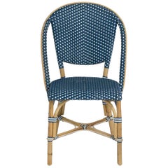 Sika Design Sofie Woven Rattan Bistro Side Chair in Navy with White Dots