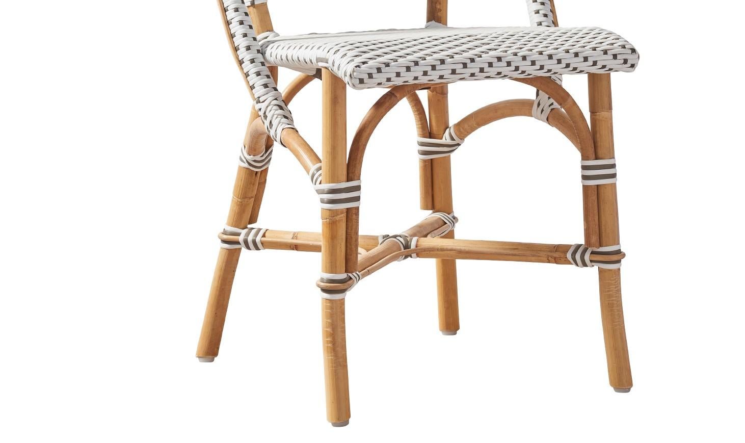 Modern Sika Design Sofie Woven Rattan Bistro Side Chair in White with Cappuccino Dots