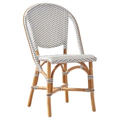Sika Design Sofie Woven Rattan Bistro Side Chair in White with Cappuccino Dots