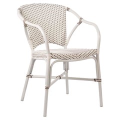 Sika Design Chaise bistrot d'extérieur en rotin Valerie en blanc à pois Cappuccino