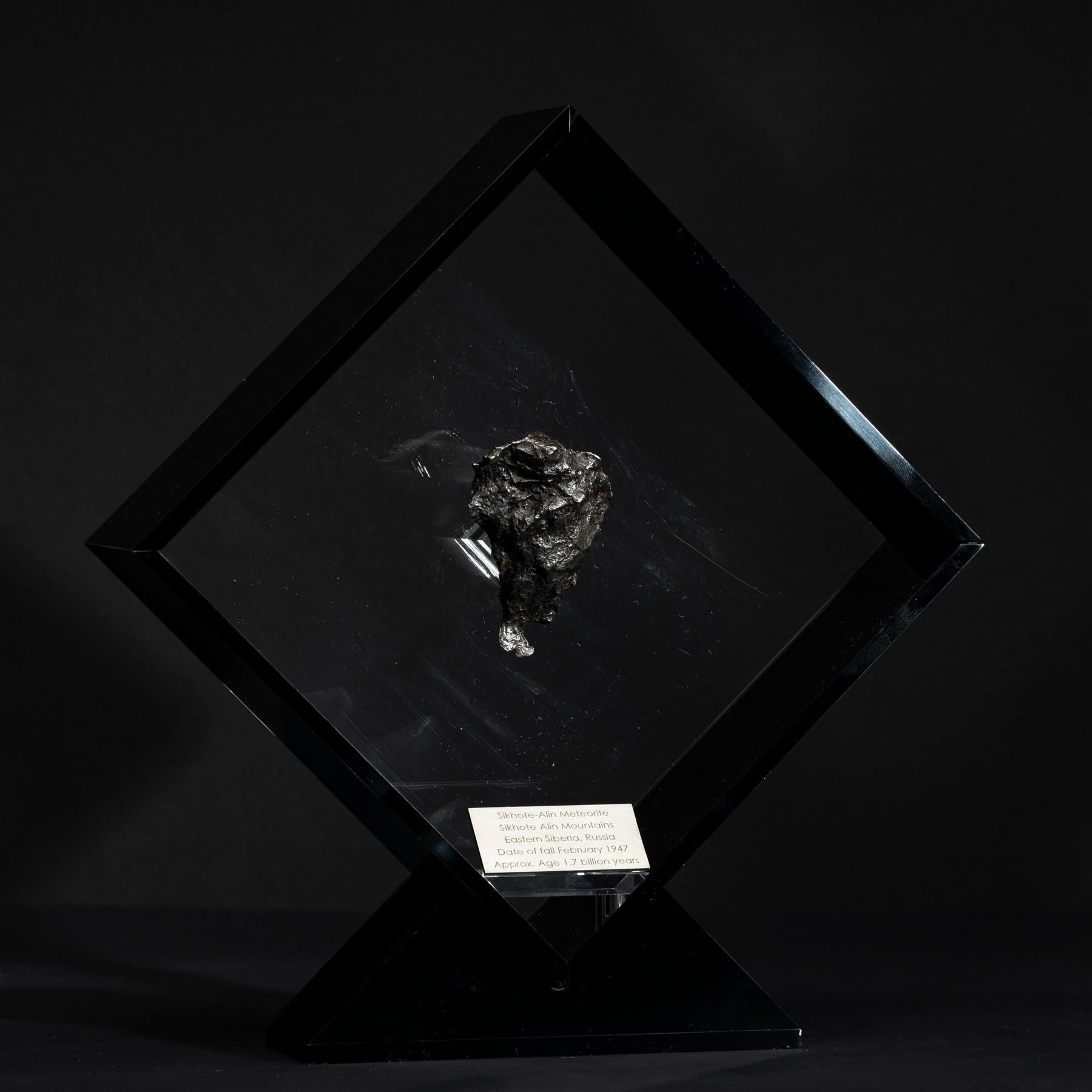 Organic Modern Sikhote Alin Meteorite from Siberia, Russia in a Custom Acrylic Display For Sale