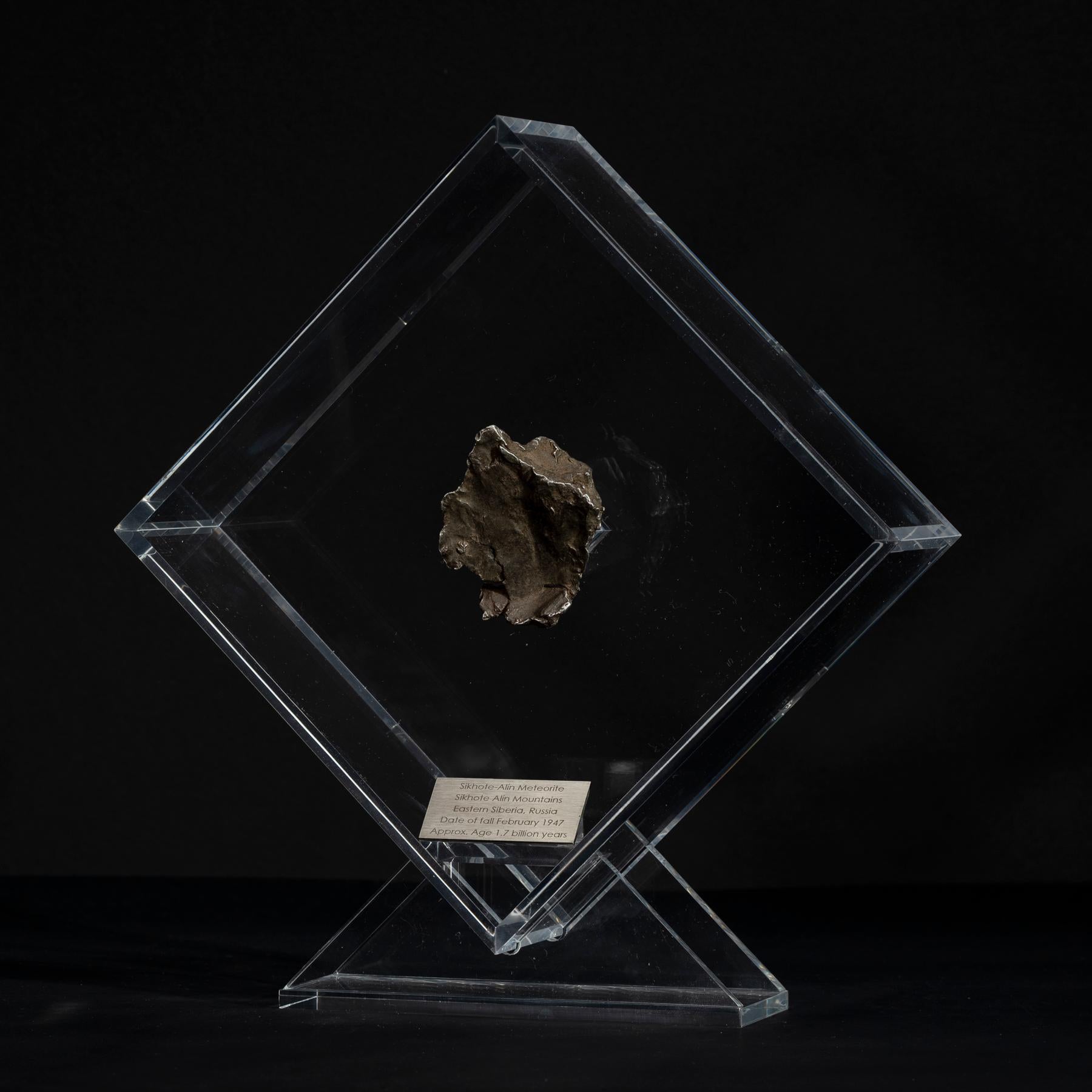 Sikhote Alin Meteorit aus Sibirien, Russland, in einer maßgefertigten Acryl-Ausstellung (Organische Moderne) im Angebot