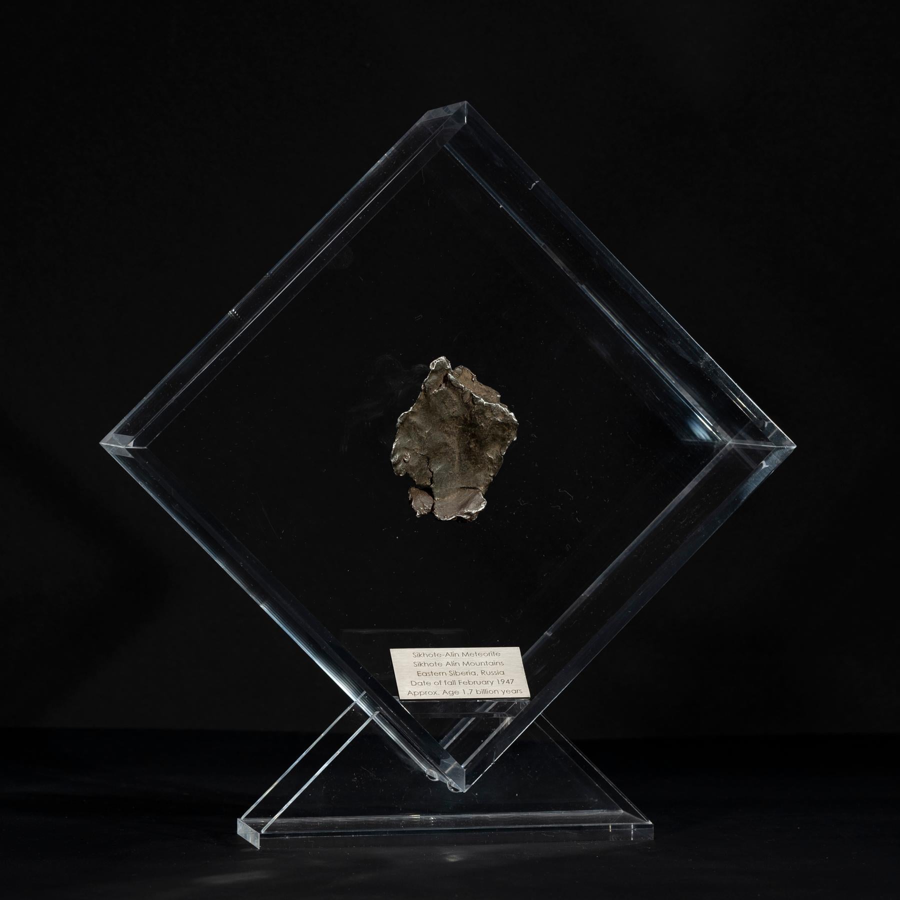 Mexican Sikhote Alin Meteorite from Siberia, Russia in a Custom Acrylic Display For Sale