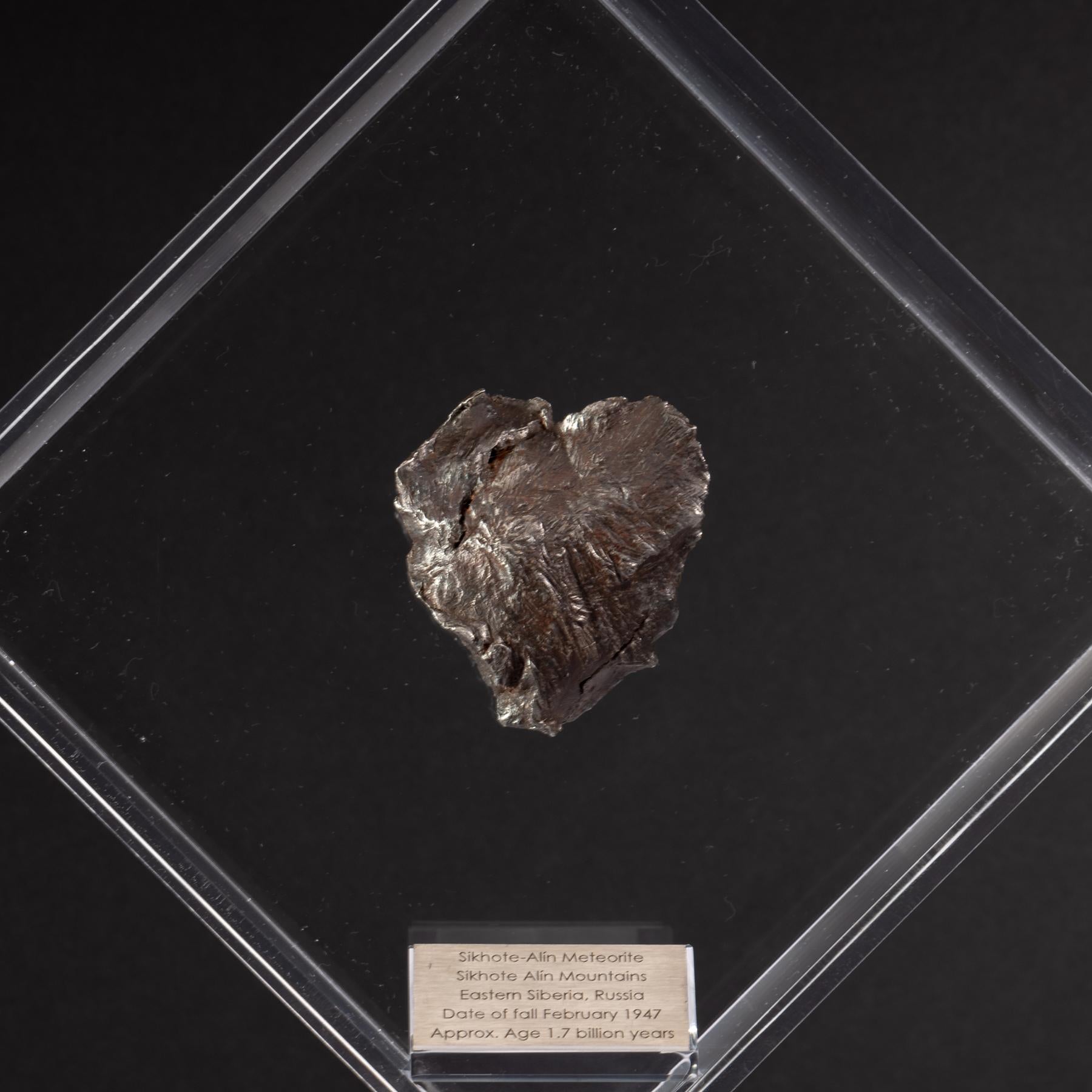 Magnets Sikhote Alin Meteorite from Siberia, Russia in a Custom Acrylic Display