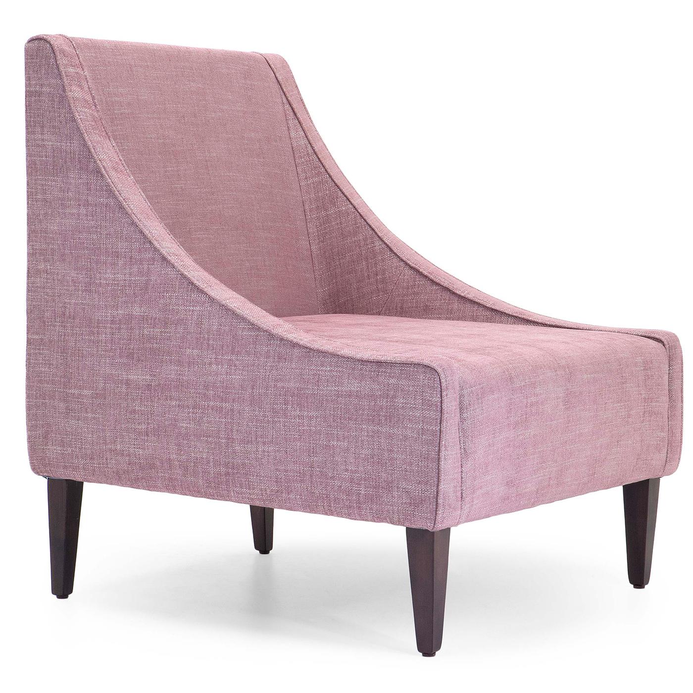 A contemporary Classic, this armchair is designed with style and comfort in mind. Featuring a spacious silhouette with sloping armrests connecting back a seat, the multi-density polyurethane padding ensured effortless comfort to the slender plywood