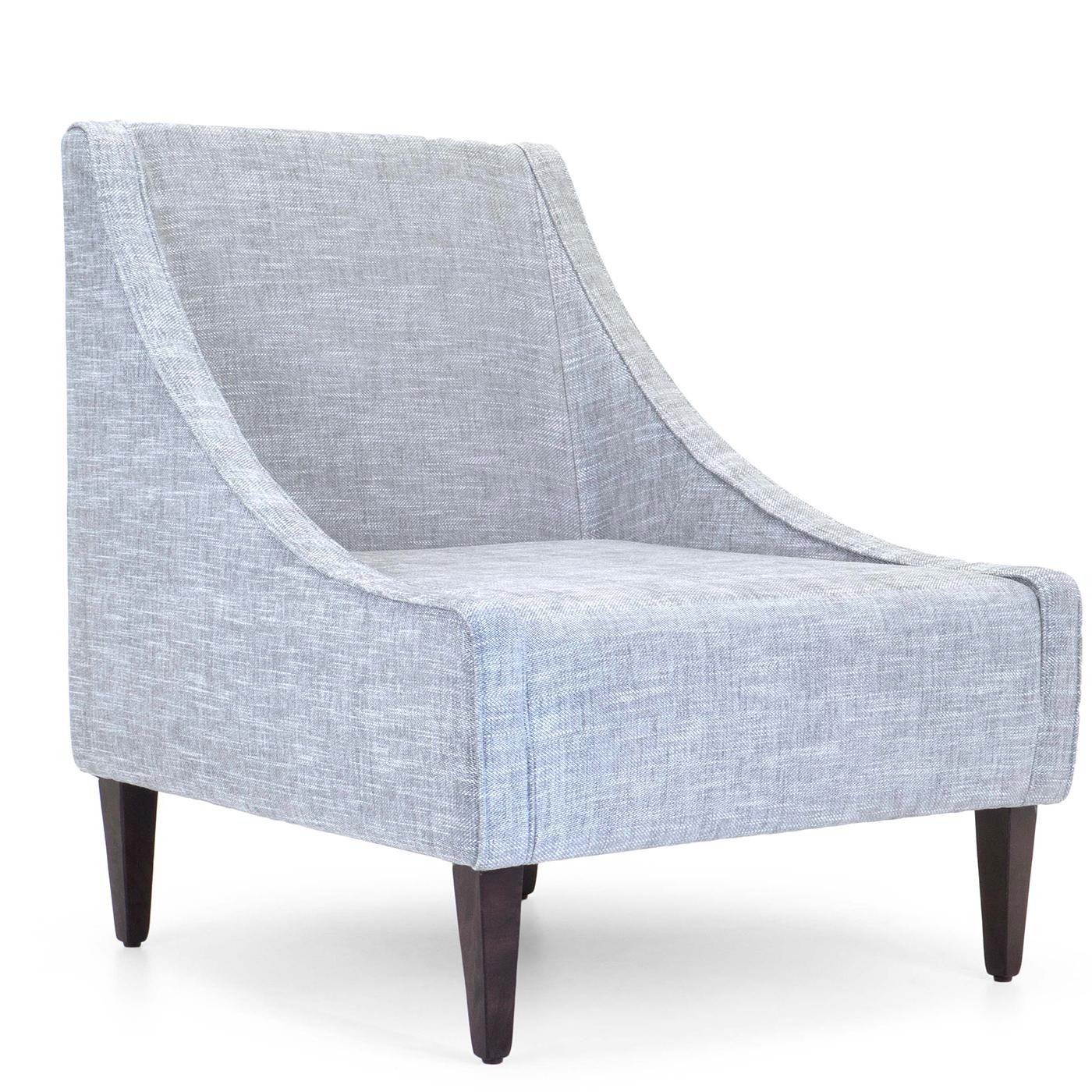 Modern with a retro twist, this splendid armchair is defined by a geometric allure with the elegant curve of the armrests, connecting backrest, and seat in an aesthetically appealing silhouette. Comfort is ensured by the multi-density polyurethane