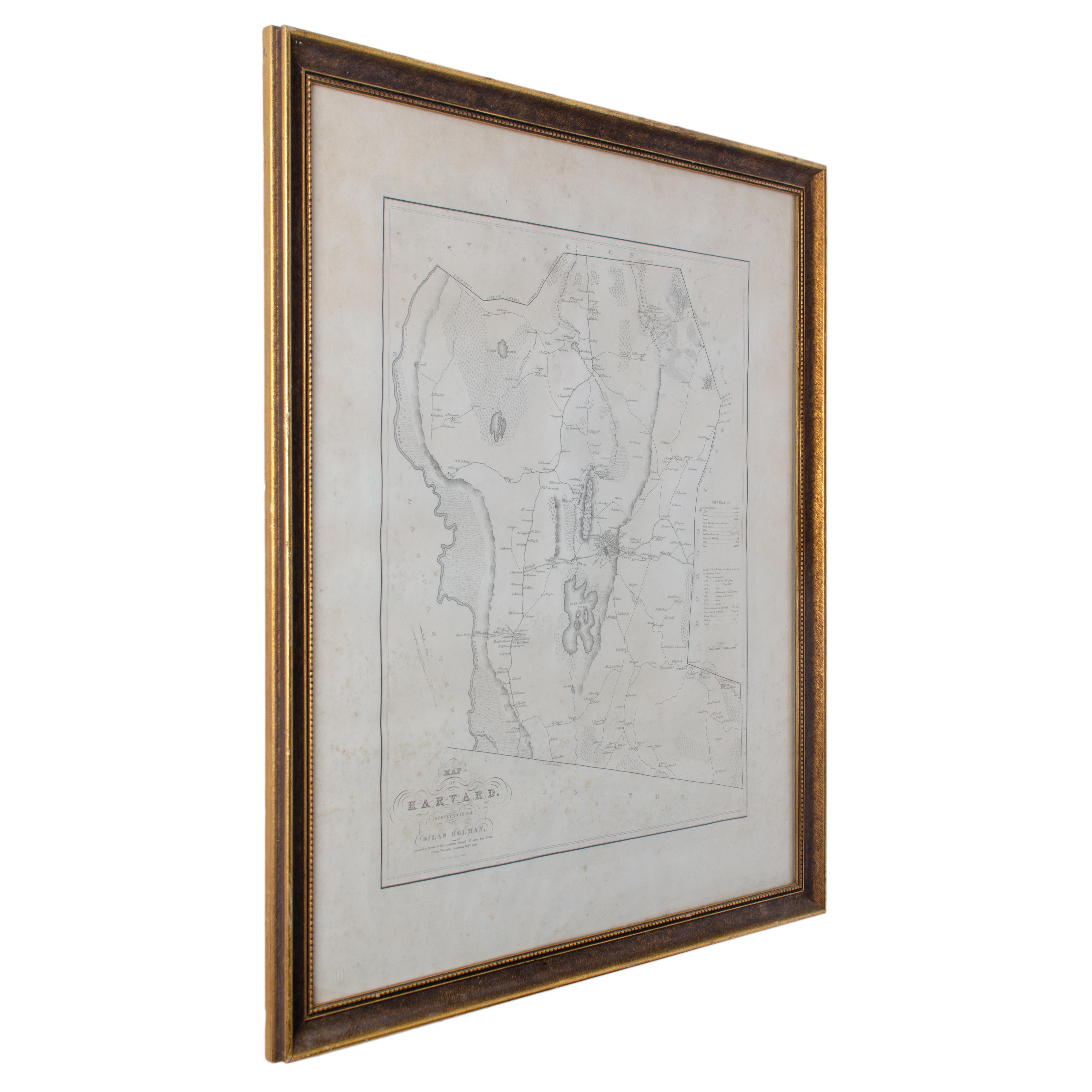 Silas Holman Map of Harvard In Good Condition For Sale In Savannah, GA