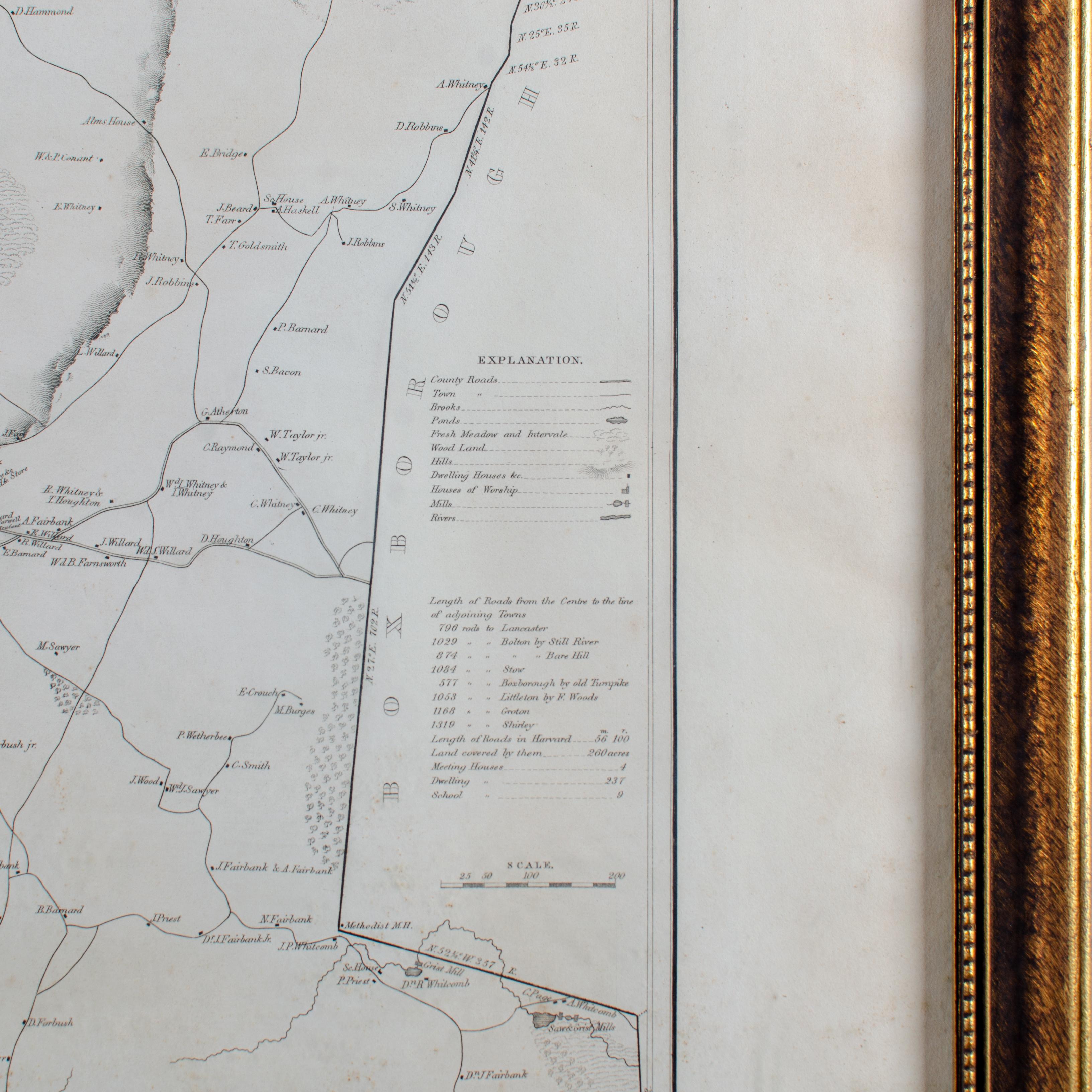 Glass Silas Holman Map of Harvard For Sale