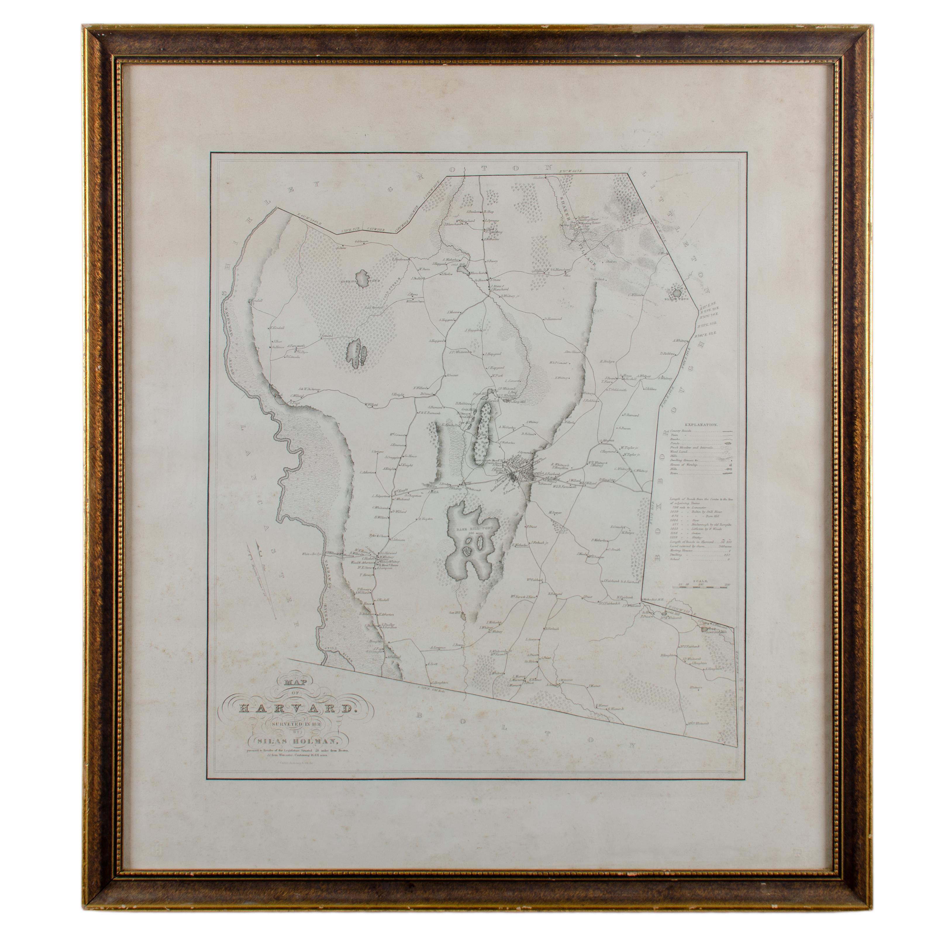 Silas Holman Map of Harvard For Sale 1