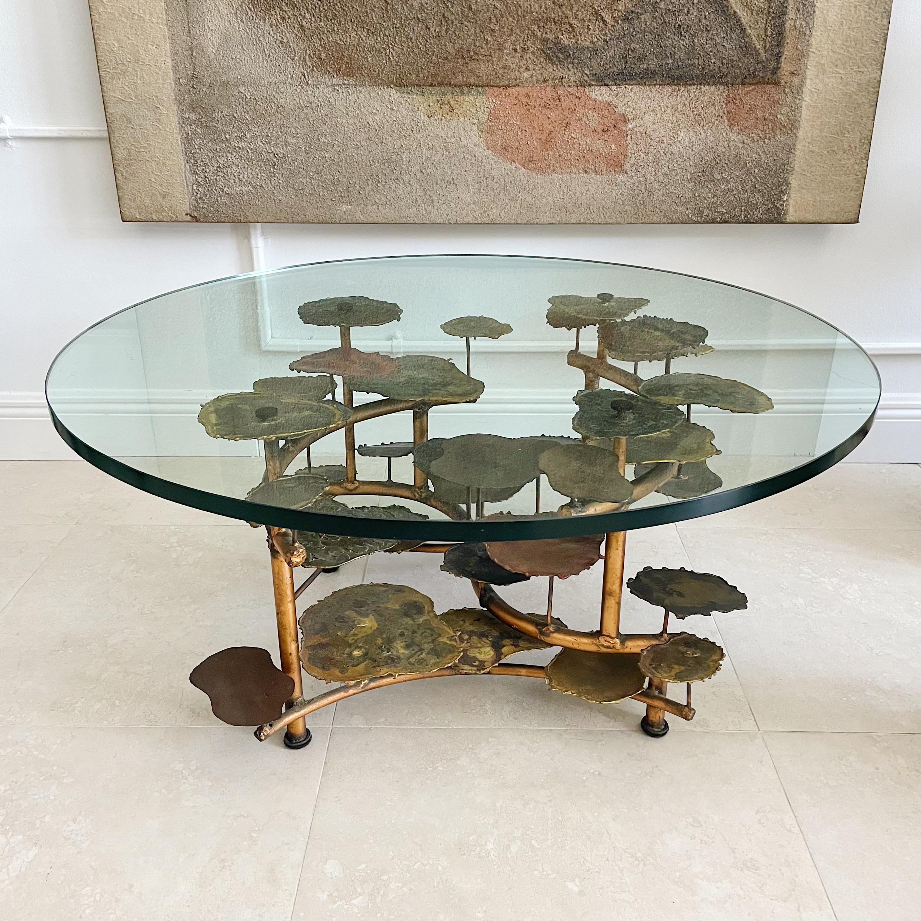 Hand-Crafted Silas Seandal Lily Pad Mixed Metal Vintage Coffee Table
