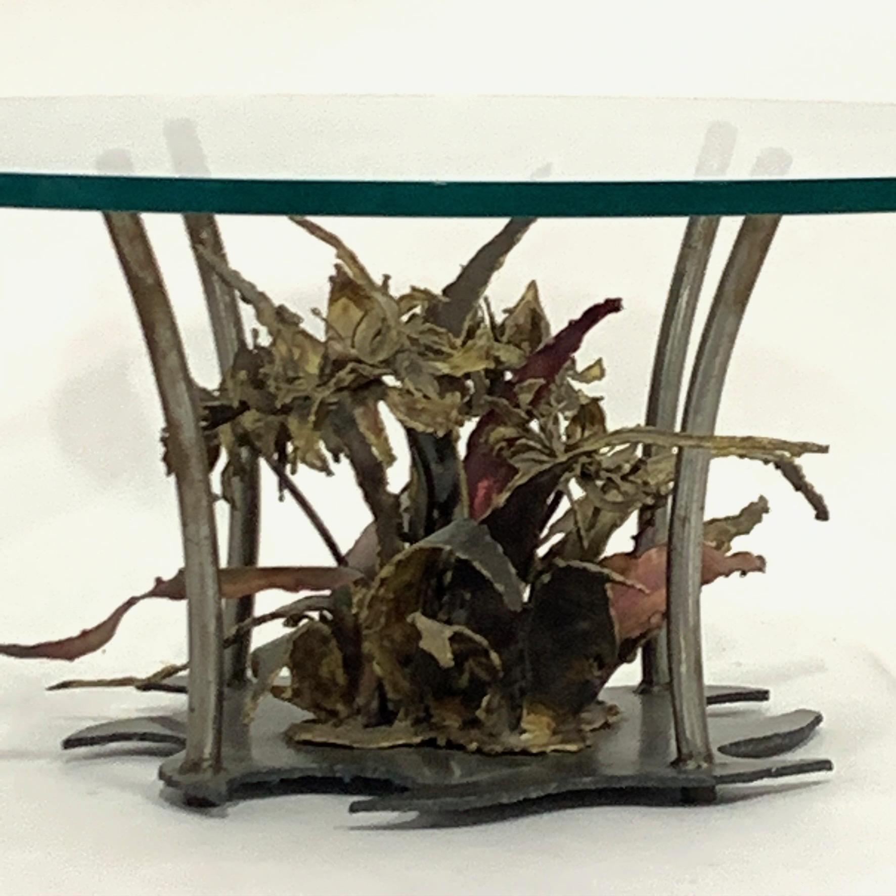 Late 20th Century Silas Seandal Studio Brutalist Bloom Welded Bronze, Steel, & Copper Coffee Table