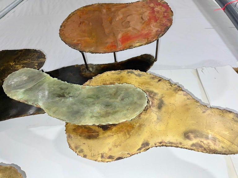 Silas Seandel 1972 Torch Cut Mixed Metal Abstract Wall Sculpture For