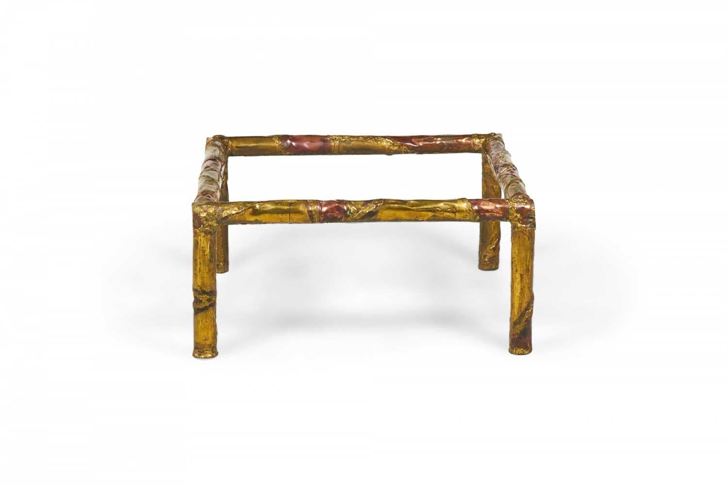 Silas Seandel American Brutalist Mixed Metals Cocktail / Coffee Table Frame In Good Condition For Sale In Queens, NY