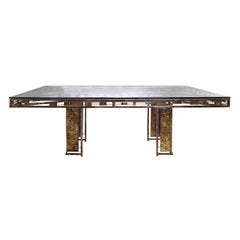 Silas Seandel Artisan Brazed Brass and Steel Dining Table 1970s 'Signed'