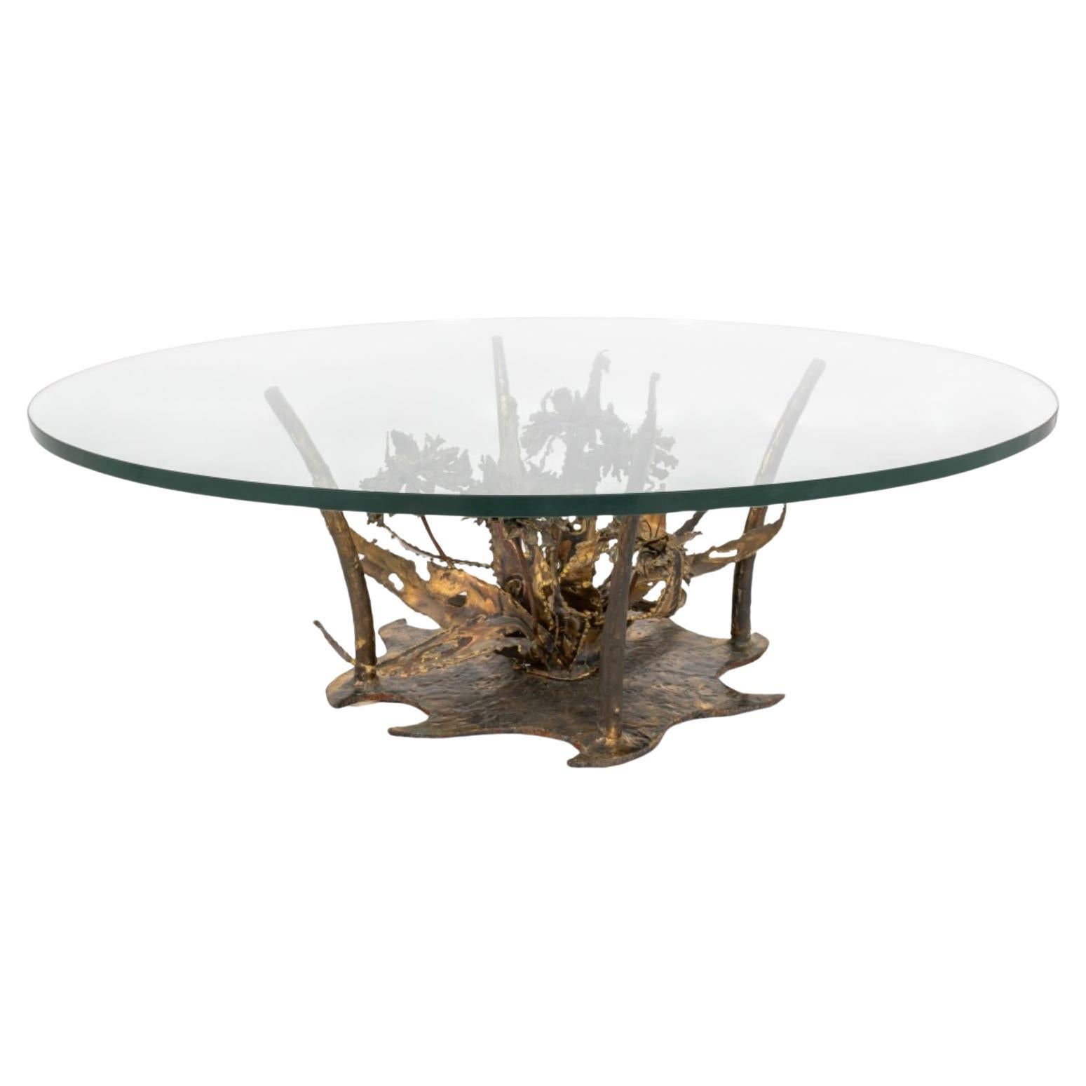 Silas Seandel Bronze and Glass Low Table, 1970s For Sale