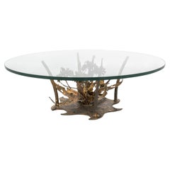 Vintage Silas Seandel Bronze and Glass Low Table, 1970s