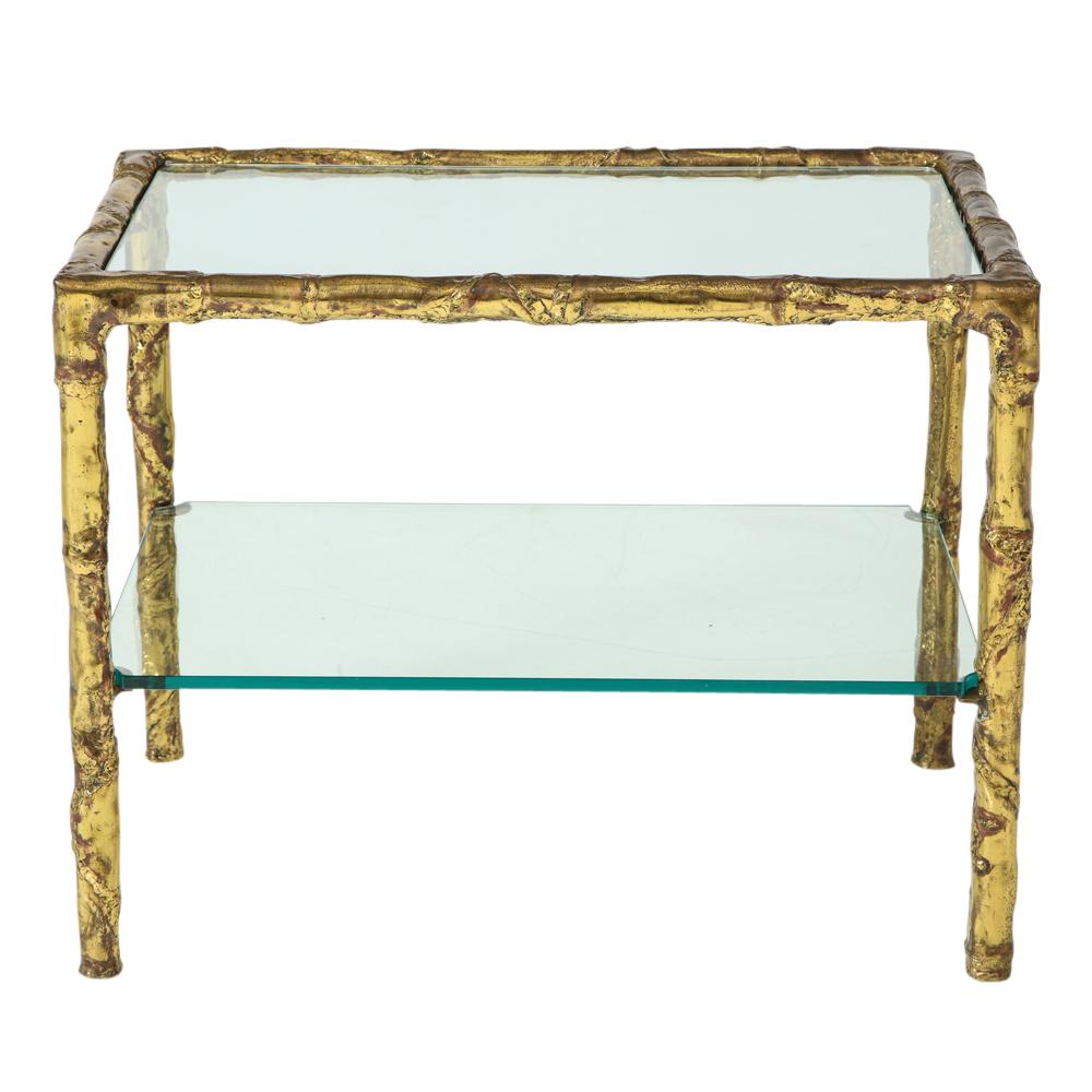 Silas Seandel Side Table, Copper, Brass, Bronze and Glass, Signed  (Moderne der Mitte des Jahrhunderts)