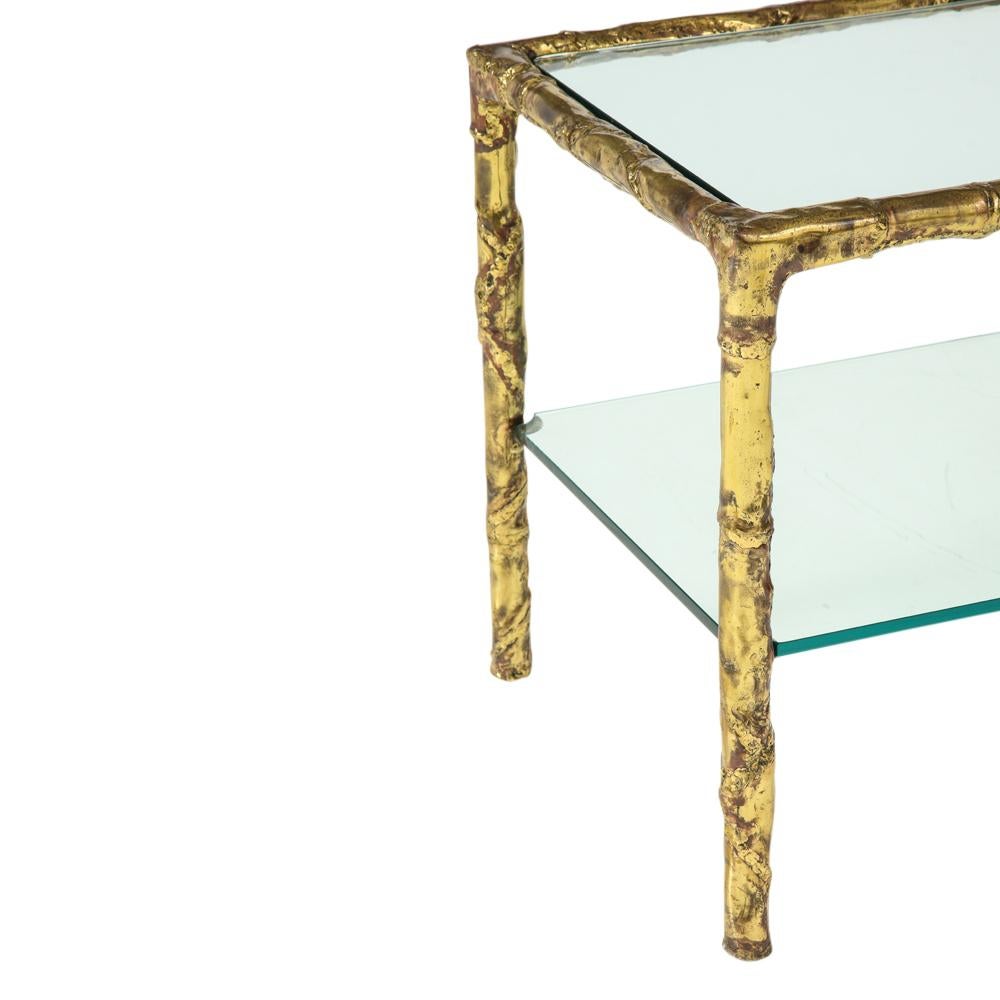 Mid-Century Modern Silas Seandel Side Table, Copper, Brass, Bronze and Glass, Signed 