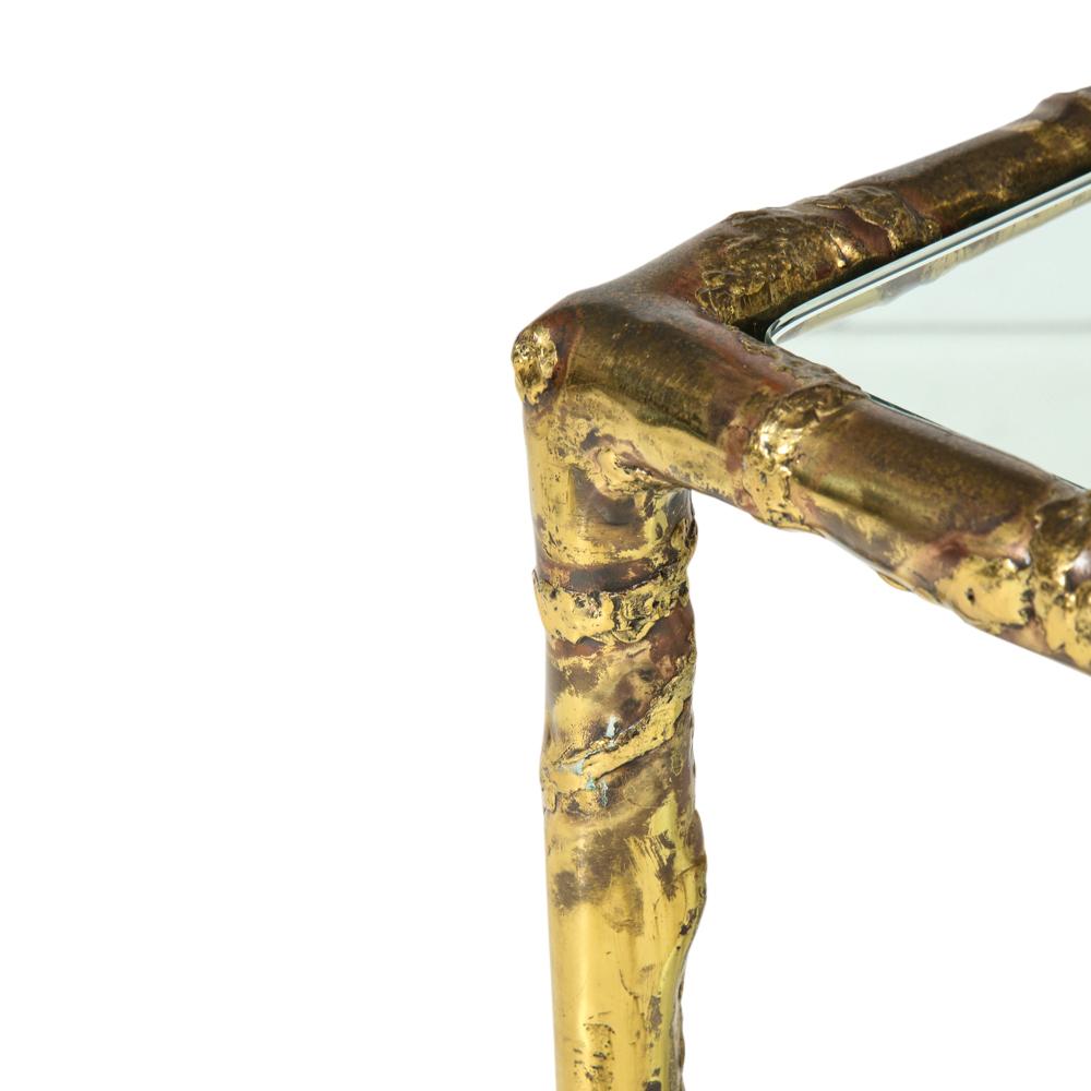 Silas Seandel Side Table, Copper, Brass, Bronze and Glass, Signed  im Zustand „Gut“ in New York, NY