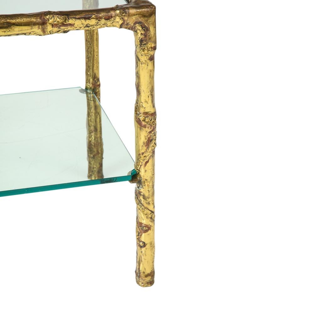 Silas Seandel Side Table, Copper, Brass, Bronze and Glass, Signed  (Ende des 20. Jahrhunderts)