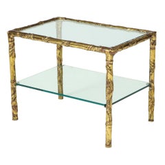Silas Seandel Side Table, Copper, Brass, Bronze and Glass, Signed 