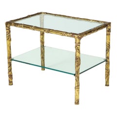 Silas Seandel Side Table, Copper, Brass, Bronze and Glass, Signed