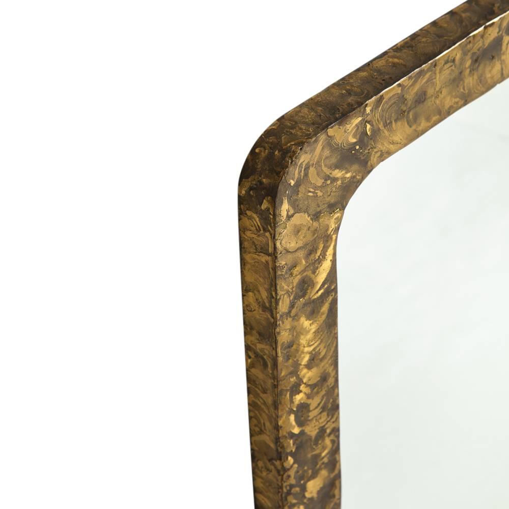Silas Seandel Bronze Brass Mirror Rectangular Signed, USA, 1970s 4