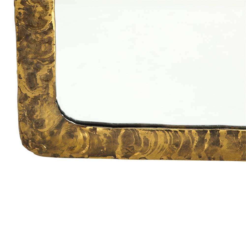 Silas Seandel Bronze Brass Mirror Rectangular Signed, USA, 1970s 1