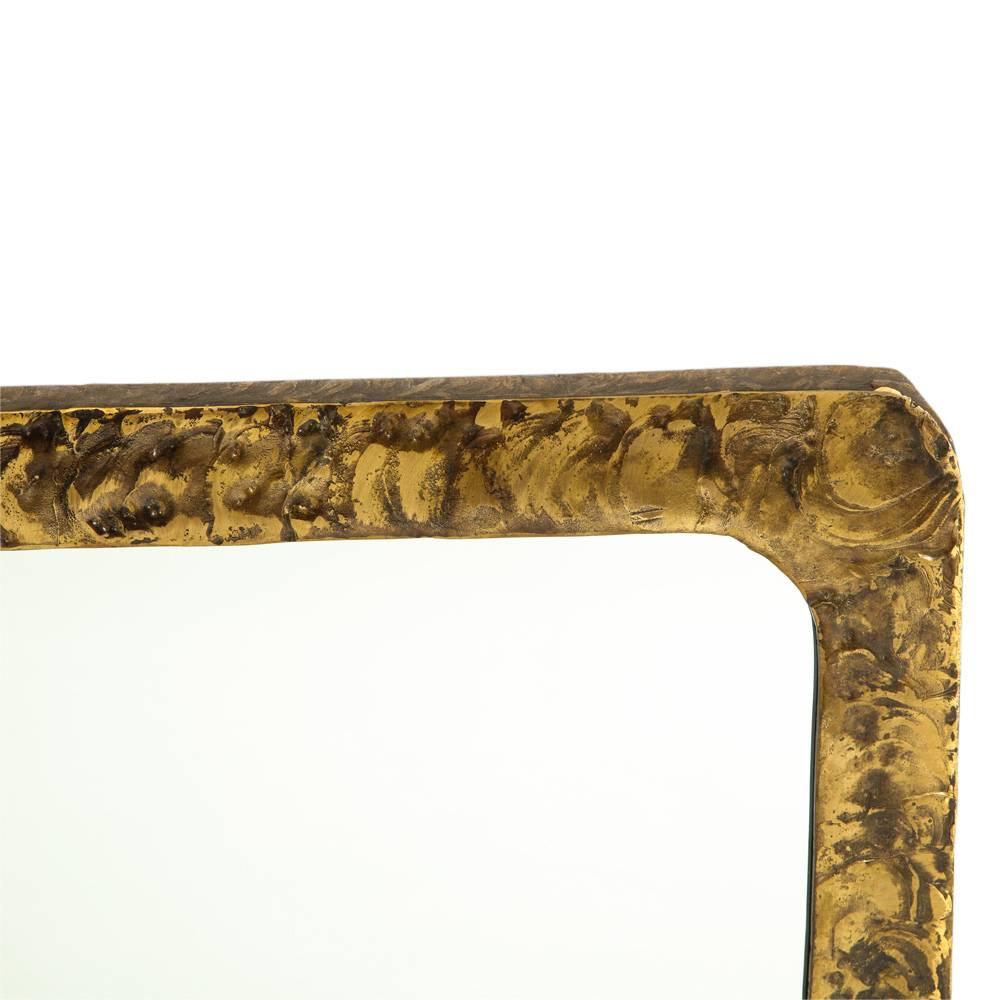 Silas Seandel Bronze Brass Mirror Rectangular Signed, USA, 1970s 2