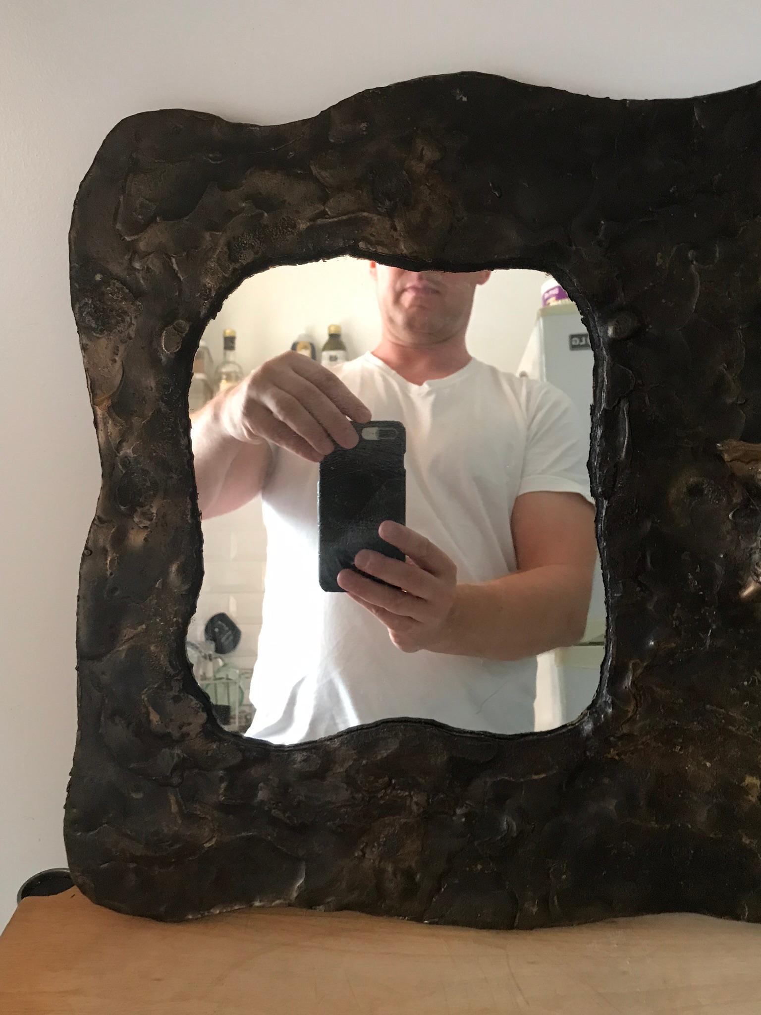 Brutalist Silas Seandel Bronze Mirror For Sale