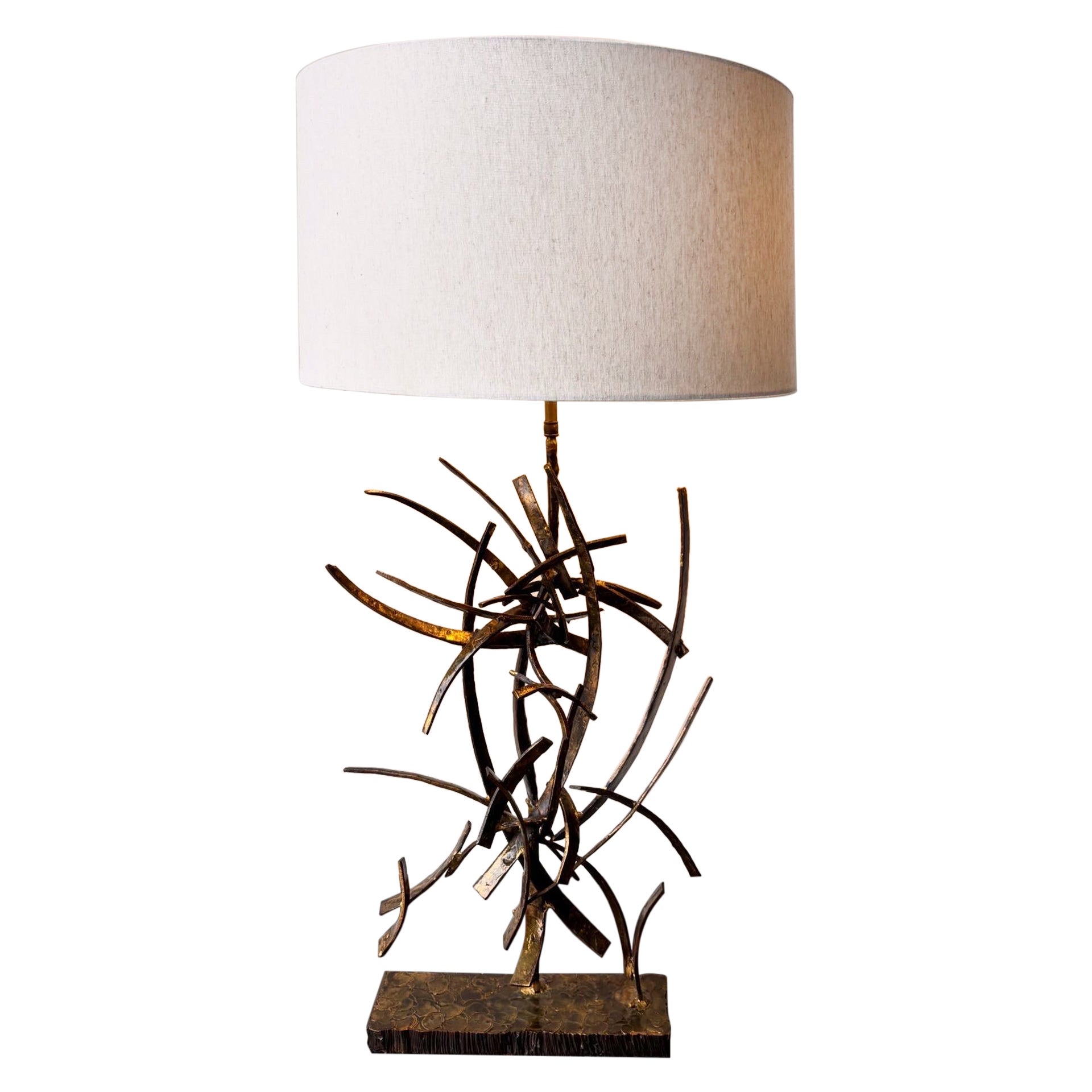 Silas Seandel Bronze Table Lamp - Signed and Dated 1972