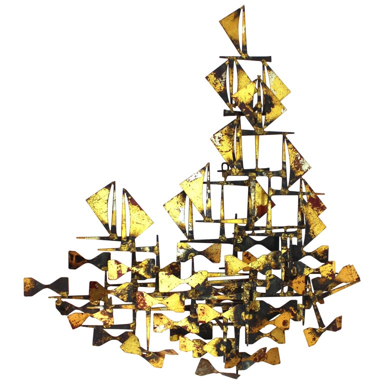 Silas Seandel Brutalist Abstract Metal Wall Sculpture at 1stDibs