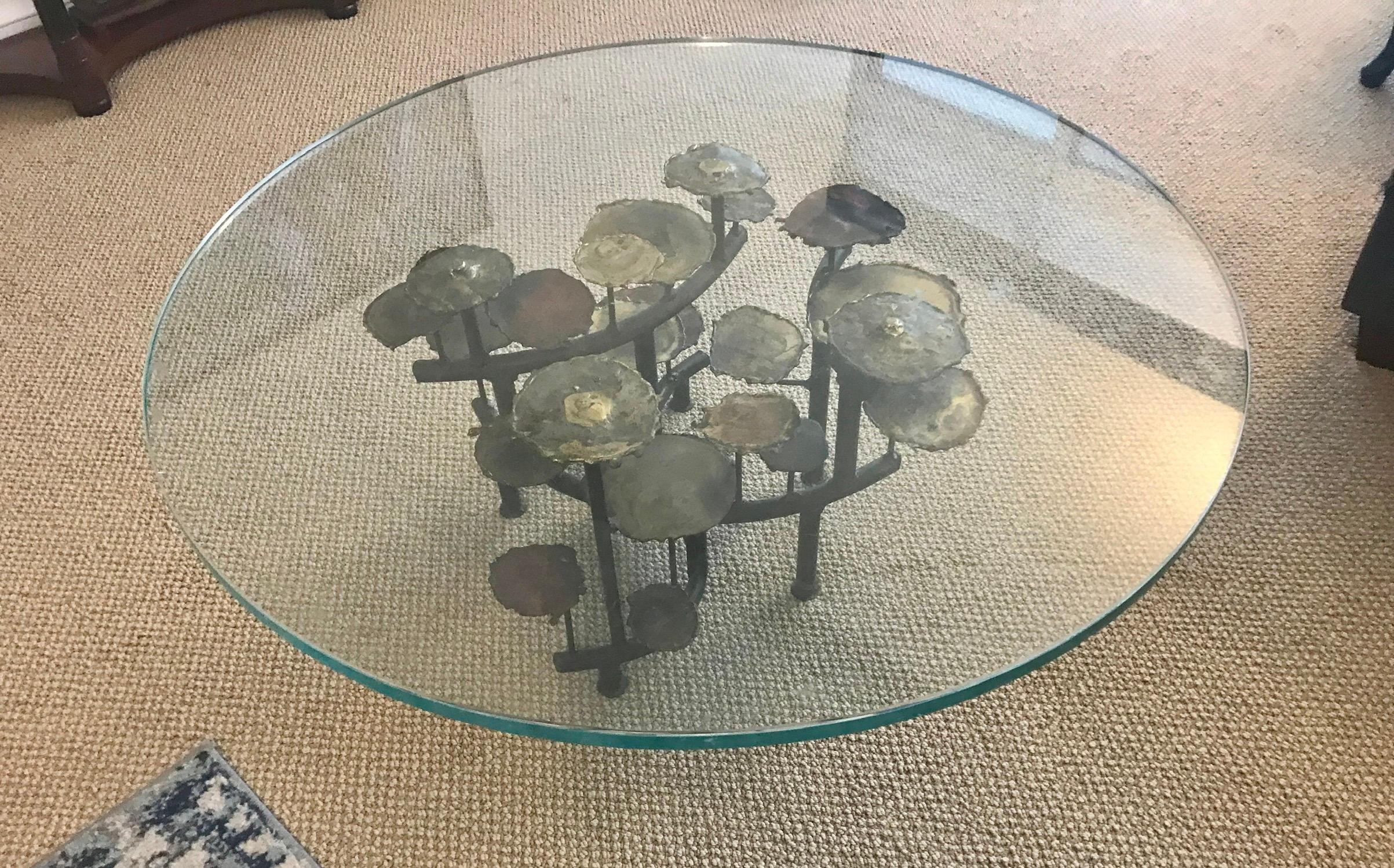 Silas Seandel, Brutalist Lily Pad, Coffee Table, United States, circa 1974 For Sale 5