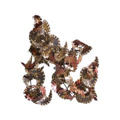 Silas Seandel Brutalist Mid Century Torch Cut Metal Wall Sculpture