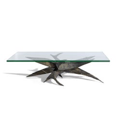 Silas Seandel Brutalist Mid Century Torch Cut Steel Coffee Table