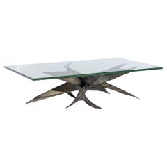 Silas Seandel Brutalist Mid Century Torch Cut Steel Coffee Table