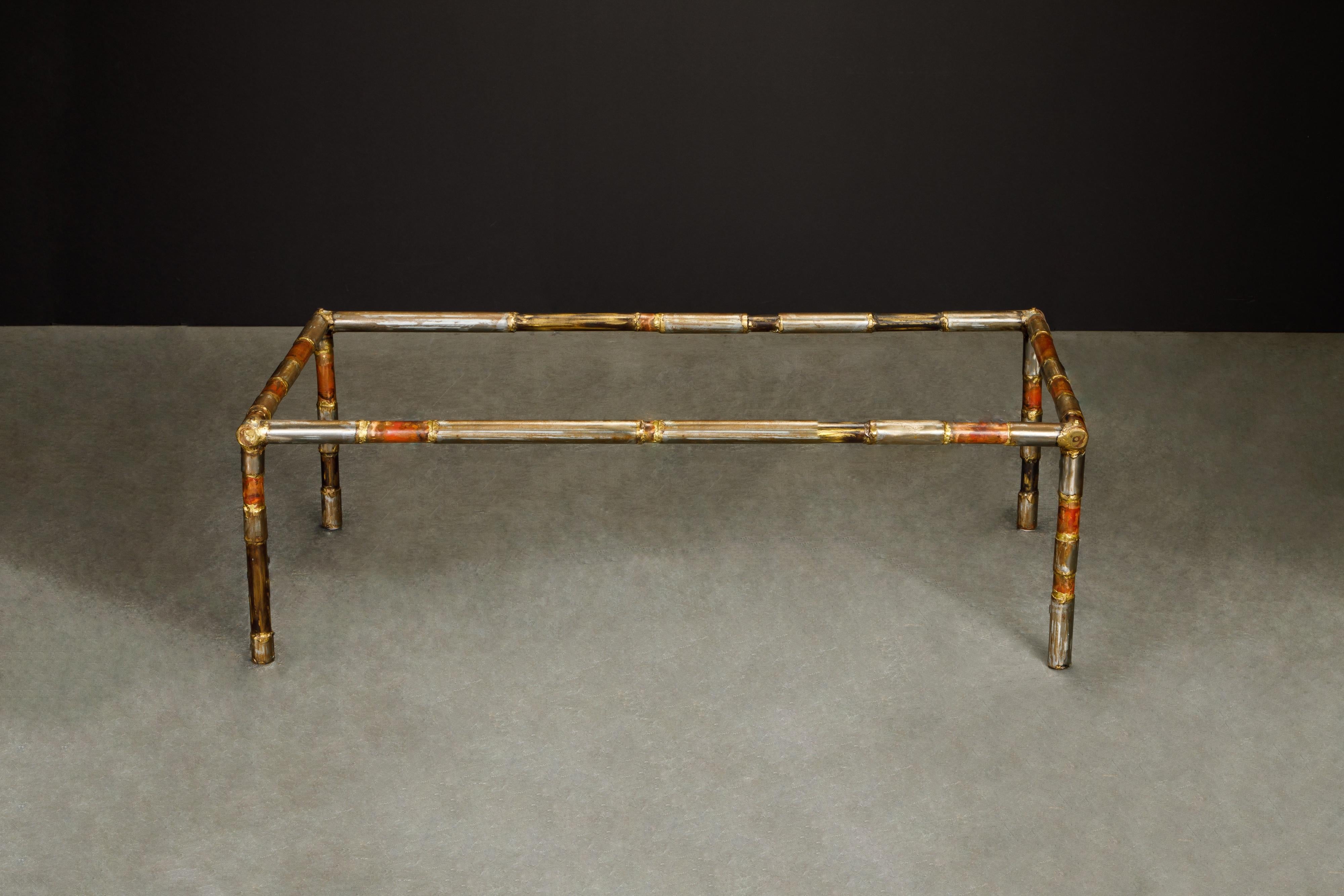 American Silas Seandel Brutalist Mixed Metal Coffee Table, Signed and Dated 1976 For Sale