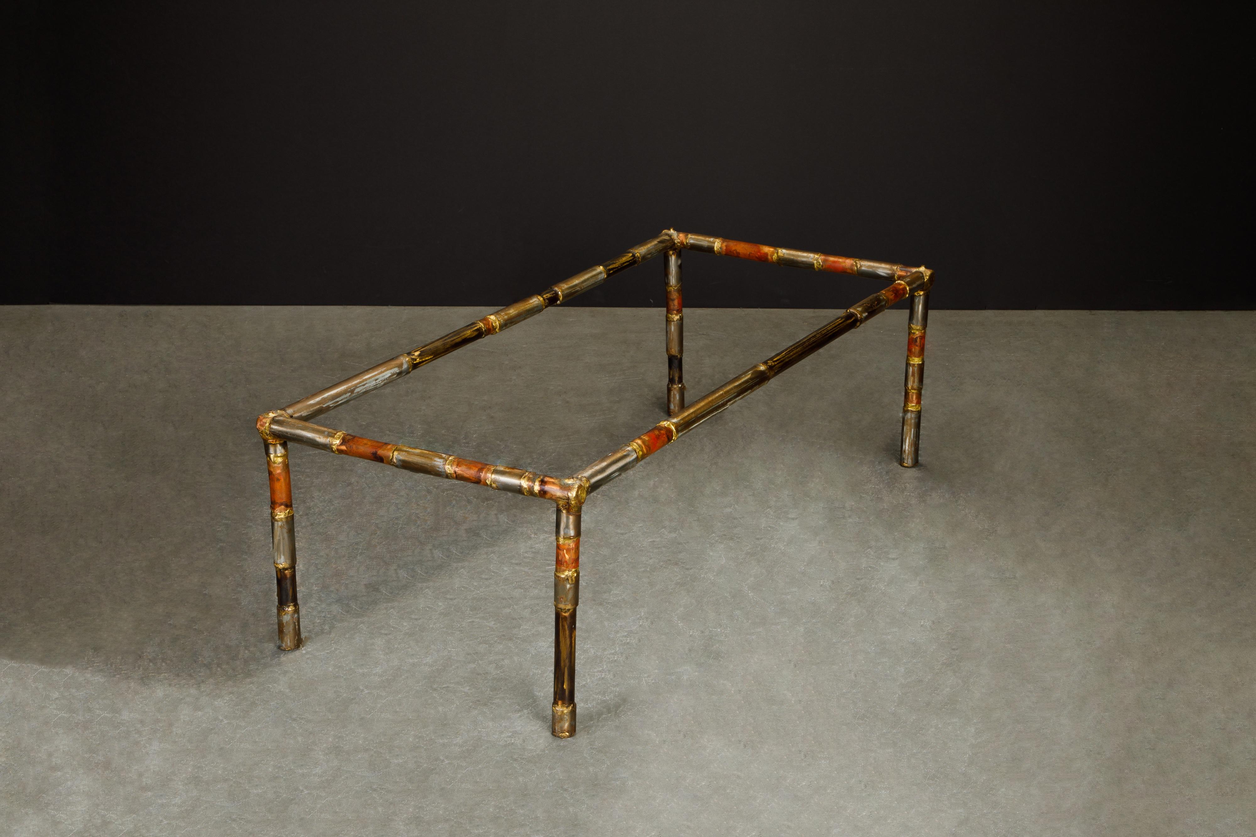 Silas Seandel Brutalist Mixed Metal Coffee Table, Signed and Dated 1976 In Good Condition For Sale In Los Angeles, CA