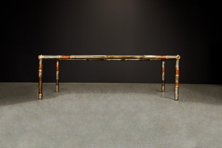 Silas Seandel Brutalist Mixed Metal Coffee Table, Signed and Dated 1976 For Sale 2