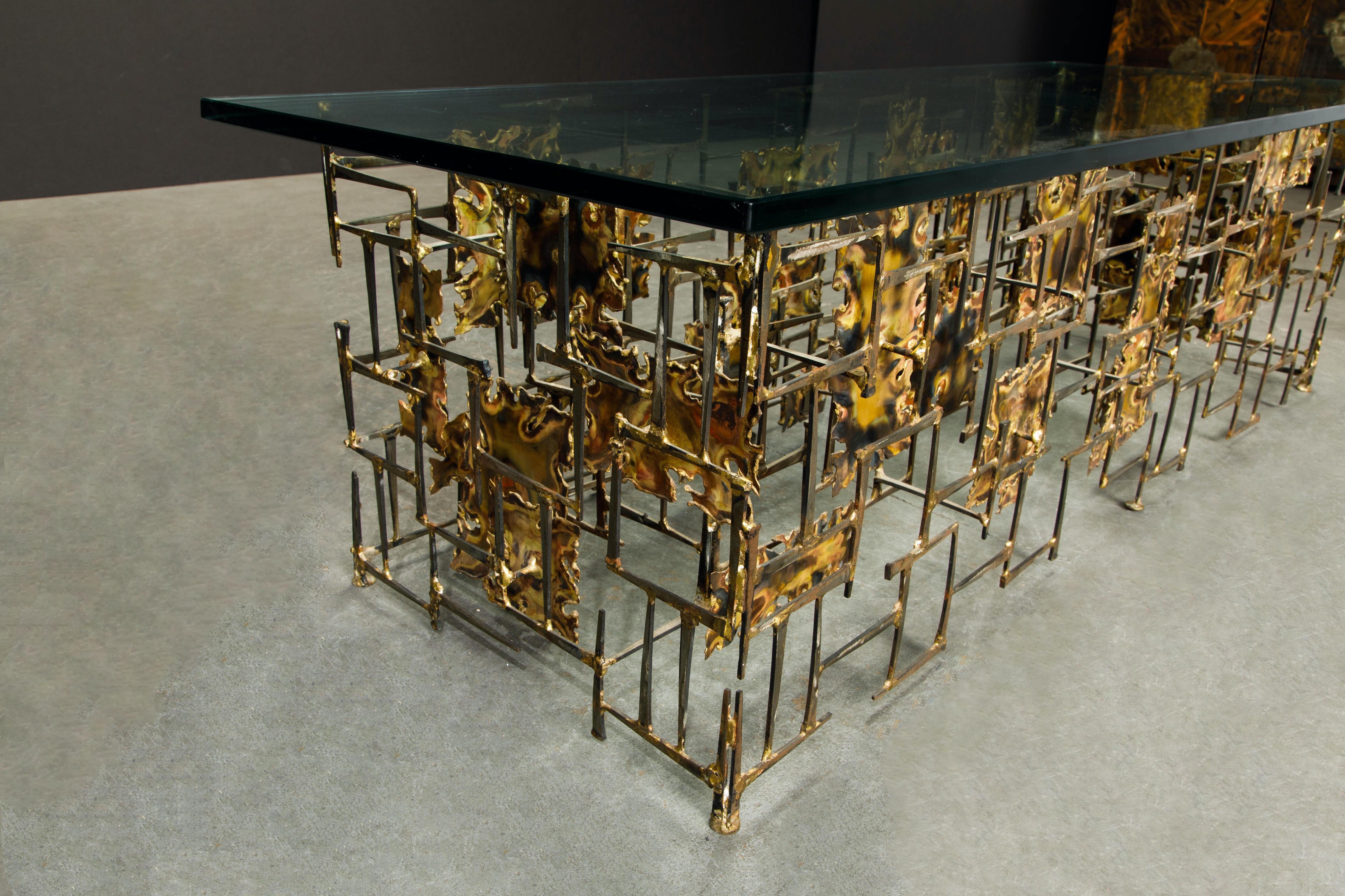 Silas Seandel Brutalist Mixed Metals Brass and Copper Coffee Table, 1970s 7