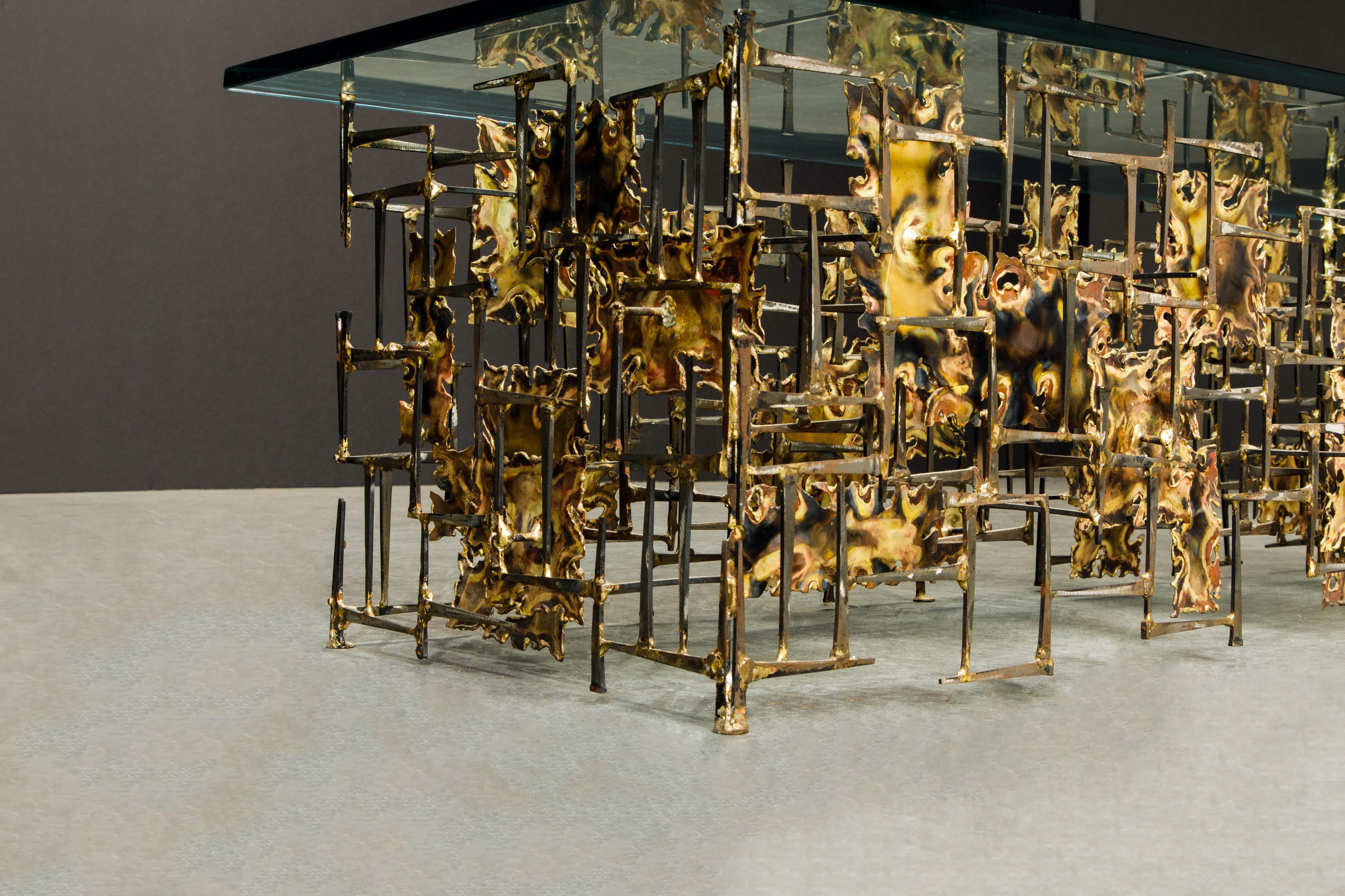 Silas Seandel Brutalist Mixed Metals Brass and Copper Coffee Table, 1970s 8