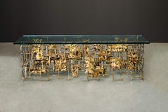 Silas Seandel Brutalistischer Couchtisch aus Mischmetallen, Messing und Kupfer, 1970er Jahre